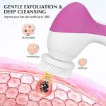 COSLUS Facial Cleansing Brush Silicone Face Scrubber: 7 in 1 FBS-D Electric Exfoliating Rotating Massage Device Waterproof Deep Cleaning Exfoliation Spa Machine - Electronic Skin Care Wash System