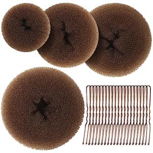 Teenitor Hair Bun Maker for Kids Girls - Hair Donuts, Ballet Bun in 4 Sizes, Light Brown