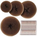 Teenitor Hair Bun Maker for Kids Girls - Hair Donuts, Ballet Bun in 4 Sizes, Light Brown