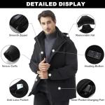 IQJBYU Men Dual-Control Heated Jacket, Water-Resistant Coat for Men with Battery Included, Soft Fleece Heated Hoodie 15 Heating Zones Heated Coat.(M)