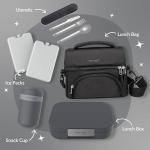 Bentgo Modern - Adult & Teen Bento Lunch Box; 3-4 Compartments, Leak-Resistant, 5.5 Cup Capacity/44 fl oz, Improved Locking Clips, Reusable, BPA-Free, Dishwasher/Microwave Safe Tray (Dark Gray)
