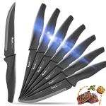 Wanbasion Black Non Serrated Steak Knives Set, Steak Knife Set Dishwasher Safe, Sharp Steak Knives Set for Kitchen with Ergonomic Handles