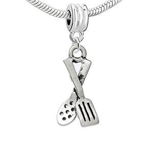 Sexy Sparkles Kitchen Utensils Spoon and Spatula Charm Bead for Snake Chain Charm Bracelet