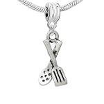 Sexy Sparkles Kitchen Utensils Spoon and Spatula Charm Bead for Snake Chain Charm Bracelet