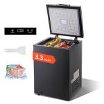 VEVOR Chest Freezer, 3.3 Cu.ft Compact Deep Freezer, Free Standing Top Open Door Chest Freezers with 2 Removable Baskets & Adjustable Thermostat - Energy Saving, Low Noise & Garage Ready, Black