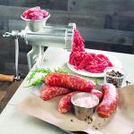 Meat Grinder w Tabletop Clamp & 2 Cutting Disks, Cast Iron Heavy Duty Sausage Maker & Manual Meat Mincer- Homemade Burger Patties, Ground Beef & More, Portable Holiday Cooking, Kitchen Essential Gift