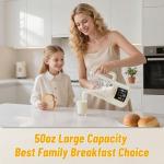 NuttyWhiz 8-in-1 Nut Milk Maker, 50oz & 12 Blades - No Soak, Self-Clean, Delay Start & Keep Warm, for Almond/Soy/Oat Milk, Smoothies, Shakes - Plant-Based Dairy Free for Family & Party