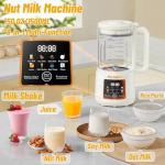 NuttyWhiz 8-in-1 Nut Milk Maker, 50oz & 12 Blades - No Soak, Self-Clean, Delay Start & Keep Warm, for Almond/Soy/Oat Milk, Smoothies, Shakes - Plant-Based Dairy Free for Family & Party