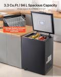 VEVOR Chest Freezer, 3.3 Cu.ft Compact Deep Freezer, Free Standing Top Open Door Chest Freezers with 2 Removable Baskets & Adjustable Thermostat - Energy Saving, Low Noise & Garage Ready, Black