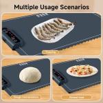 Food Warming Mat- Foldable Warming Mat for Food with Adjustable Temperature Control Time Moders Locking Function Electric Warming Tray for Parties,Home,Travel,Buffet Dark Blue