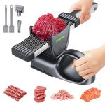 OYKEFAW Fresh meat slicer, adjustable thickness, 2 or 4 mm, 17-in-1 stainless steel manual meat slicer, Cleaver Knife,Meat Cleavers can be Sliced, Striped, Diced, for salmon chicken breast beef pork