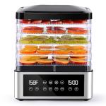 Tupoyi Food Dehydrator, One-Touch Dehydrator with Automatic Temperature Control 5 BPA-Free 11.4" Trays, Dehydrated Dryer for Jerky, Dog Treats, Herbs, Meat, Fruit, and Yogurt