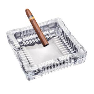 Handmade Glass Ashtray, Ashtray Ash Holder for Indoor or Outdoor Patio Desktop Office Smokers, Ash Tray for Tabletop Home Office Decor (Crystal, L)