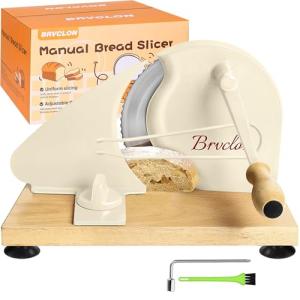 Manual Bread Slicer for Homemade Sourdough Bread, Metal Guide & Adjustable Thickness, Hand Crank Bread Slicer – Upgraded Model, Gift Packaging & Stainless Steel Blade
