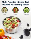 SveBake Stainless Steel Salad Spinner, 6.34Qt Large Lettuce Dryer, BPA-Free Vegetable & Fruit Washer with Drain, Easy Clean Bowl, Non-Slip Base, Transparent Lid