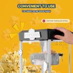 VEVOR Popcorn Maker, 480W Popcorn Popper Machine, 4 Oz Kettle Makes 1.5 Gallon per Batch, Tabletop Popcorn Maker, Includes 3 Scoops, Movie Theater Style, Black