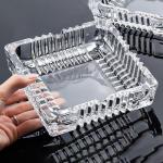 Handmade Glass Ashtray, Ashtray Ash Holder for Indoor or Outdoor Patio Desktop Office Smokers, Ash Tray for Tabletop Home Office Decor (Crystal, L)