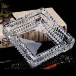 Handmade Glass Ashtray, Ashtray Ash Holder for Indoor or Outdoor Patio Desktop Office Smokers, Ash Tray for Tabletop Home Office Decor (Crystal, L)