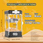 VEVOR Popcorn Maker, 480W Popcorn Popper Machine, 4 Oz Kettle Makes 1.5 Gallon per Batch, Tabletop Popcorn Maker, Includes 3 Scoops, Movie Theater Style, Black