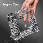 Handmade Glass Ashtray, Ashtray Ash Holder for Indoor or Outdoor Patio Desktop Office Smokers, Ash Tray for Tabletop Home Office Decor (Crystal, L)