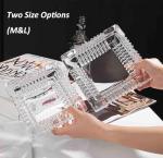 Handmade Glass Ashtray, Ashtray Ash Holder for Indoor or Outdoor Patio Desktop Office Smokers, Ash Tray for Tabletop Home Office Decor (Crystal, L)