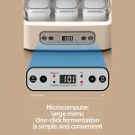 Abrilyka Digital Yogurt Maker with borosilicate Glass cups, yogurt machine, Natto, Rice, All-Glass Fermentation, 250ml*6 Cups, Intelligent Temperature Control, 20W Low Power, LED Display
