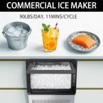Stopsad Commercial Ice Maker Machine, 90lbs/24H, Stainless Steel Under Counter Ice Machine with 20lbs Storage, LED Digital Display, Self-Cleaning Freestanding Ice Maker for Home/Bar/Restaurant
