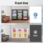 Beverage Refrigerator, 53.15W Inch 12 Cu.Ft Drink Fridge, Back Bar Beer Fridge with 3 Glass Door, 35.43" Height Beverage Cooler, Built-in & Undercounter Commercial Back Bar Cooler for Kitchen Shop Bar
