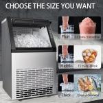 Stopsad Commercial Ice Maker Machine, 90lbs/24H, Stainless Steel Under Counter Ice Machine with 20lbs Storage, LED Digital Display, Self-Cleaning Freestanding Ice Maker for Home/Bar/Restaurant