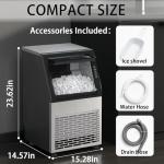 Stopsad Commercial Ice Maker Machine, 90lbs/24H, Stainless Steel Under Counter Ice Machine with 20lbs Storage, LED Digital Display, Self-Cleaning Freestanding Ice Maker for Home/Bar/Restaurant