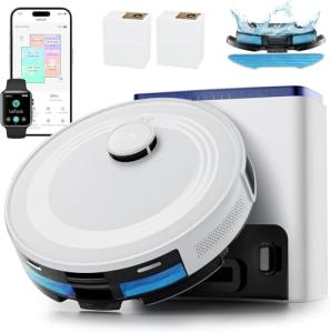 Lefant LiDAR Robot Vacuum and Mop, 75-Day Self-Emptying, 6000Pa Strong Suction, Customized Cleaning, Multi-Floor Mapping, 130 Min Runtime, 2.4G/5G WiFi/Alexa/APP/iWatch, M2L Plus