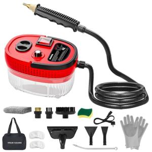SMAYDA Handheld Steam Cleaner Portable High-pressure Steam Cleaner with 3 Brushes and 1 Glass Scraper Quickly Generates High-temperature Steam to Deeply Clean Kitchens and Car Seats