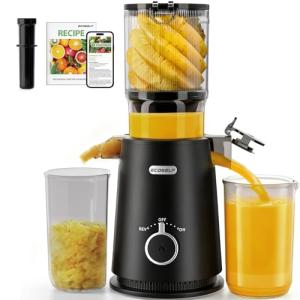 ECOSELF Juicer Machines - Wide Mouth Feed Chute with Self Feeding Hands-Free Design - Cold Press Juicer for Vegetables and Fruits - Juice Extractor Machine High Juice Yield - With Pusher