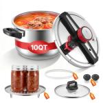 VEVOR Pressure Cooker, 10Qt Pressure Cooker Stainless Steel, Pressures Canner with Steaming Rack, Tempered Glass Lid, Three Pressures Settings for Meat, Beans, Rice, Soup, Sauces, Cook up to 100 kPa