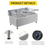 Dual 11L Commercial Deep Fryer | 3400W High-Power System with Oil Filtration & Adjustable XL Baskets & Lid | 201 Stainless Steel Construction for Food Trucks, Catering & Restaurant Use