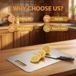 4 PCS Stainless Steel Cutting Boards for Kitchen, 304 Metal Non Stick Small Chopping Board Set, Dishwasher Safe & Warp Proof (15.3 x 11, 13.4 x 9, 11.8 x 7.9, 9.4 x 5.9 in)