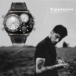 Men's Dual Time Zone Big Dial Quartz Watch