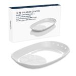 KITCHENDAO 3 in 1 Porcelain Ginger Grater Tool Spoon Rest Herb Stripper, 6.5 x 4.3 inches for Kitchen, Japanese Ceramic Garlic Grinding Wasabi Grater Plate Dish for Daikon Radish & Parmesan Cheese