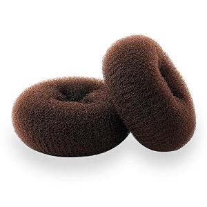 NICEMOVIC Hair Donut Bun Maker, 2PCS Large Ring Style Bun Shaper for Thick and Long Hair (3.5 Inch/Brown)