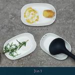 KITCHENDAO 3 in 1 Porcelain Ginger Grater Tool Spoon Rest Herb Stripper, 6.5 x 4.3 inches for Kitchen, Japanese Ceramic Garlic Grinding Wasabi Grater Plate Dish for Daikon Radish & Parmesan Cheese