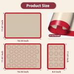 Macaron Silicone Baking Mats, 3 PCS Non Stick Macaroon Mat Silicone for Macarons, Cookie, Pastry, Red