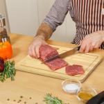 ZENFUN 4 Pack 12.5"L x 9.8"W Bamboo Cutting Boards with Holder, Wood Cutting Board Set, Chopping Boards Set with Food Icons, Kitchen Cutting Board Ideal for Meat, Fish, Bread, Vegetable, Fruit