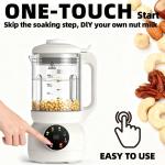 7-in-1 Automatic Nut Milk Maker, 40oz Soymilk Maker, 12 Blades, 12-Hour Timer/Auto Clean/Keep Warm/Boil/Low Noise, Make Homemade Almond, Oat, Soy, Coconut and Non-Dairy Beverages (White)
