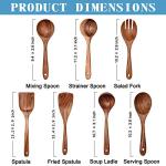 Wooden Non-Stick Kitchen Pan Toolset 7 Pieces Set,100% Natural Teak Kitchen Utensils Spatula, Wooden Cooking Utensils Spoons, Fried Spatula and Salad Fork
