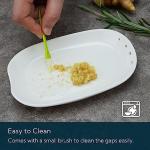 KITCHENDAO 3 in 1 Porcelain Ginger Grater Tool Spoon Rest Herb Stripper, 6.5 x 4.3 inches for Kitchen, Japanese Ceramic Garlic Grinding Wasabi Grater Plate Dish for Daikon Radish & Parmesan Cheese