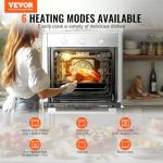 VEVOR Single Wall Oven, 2.68 Cu.Ft Electric Wall Ovens with Timer, 24" Built-in Electric Wall Oven with 6 Cooking Functions, Mechanical Knob Control Convection Wall Oven with Baking Rack and Tray