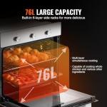 VEVOR Single Wall Oven, 2.68 Cu.Ft Electric Wall Ovens with Timer, 24" Built-in Electric Wall Oven with 6 Cooking Functions, Mechanical Knob Control Convection Wall Oven with Baking Rack and Tray