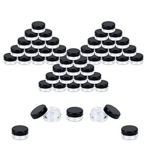Houseables Sample Containers, Lip Balm Containers, Sample Jars, Mini Jars with Lids, Small, Empty for Makeup, Powder, Gloss, Cosmetic, Tiny, Chapstick, Dab, Wax, Scrub, Little, Plastic, 3 Gram, 50 PK