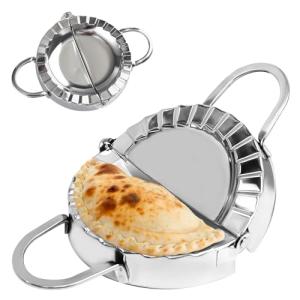 Stainless Steel Tortilla Sealer Crimper - 6 Inch Empanada Press & Taco Maker with Serrated Leakproof Edge, Easy Press Tool for Quesadilla, Calzone, Dumpling, Pastry, Samosa, Gyoza