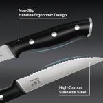 WANGMAZI Premium Steak Knife Set,High-carbon Stainless Steel Forged, Triple Rivets Sharp Steak Knives Set of 4,Hundreds of Years of Brand(4.5inch,Black Pro)